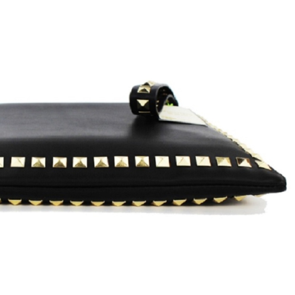 Boutique Black Fx Leather Studded Clutch Purse - Picture 2 of 5